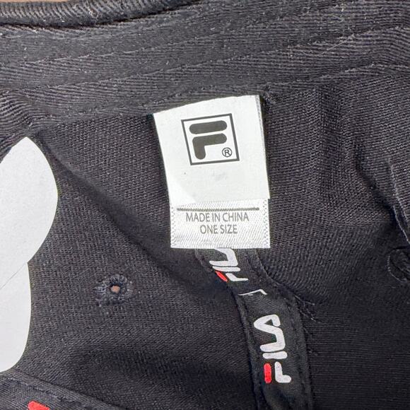 FILA Hat Black with Logo One Size Cotton Baseball Cap Adjustable Buckle - Picture 7 of 11
